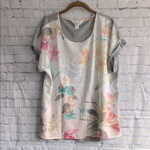 Christopher‎ & Banks Floral Print Women's Top Size Large Blouse